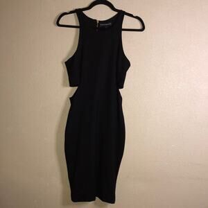 Karina Grimaldi Edgy  Old Money Cocktail Cut Out Bodycon Black Dress Small